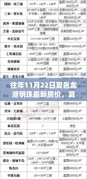 歷年11月22日夏邑龍湖明珠房價回溯與樓市變遷