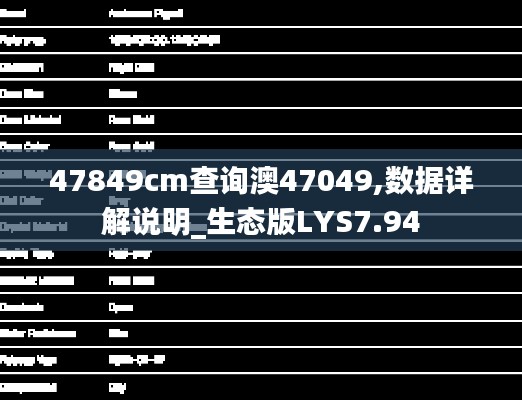 47849cm查詢澳47049,數(shù)據(jù)詳解說(shuō)明_生態(tài)版LYS7.94