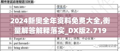 2024新奧全年資料免費大全,衡量解答解釋落實_DX版2.719