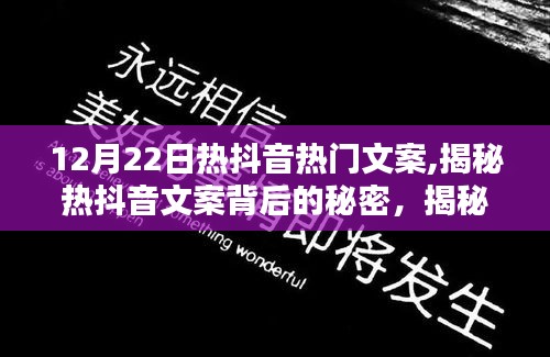 揭秘熱抖音文案背后的秘密，揭秘創作之道，掌握熱門文案趨勢（12月22日）