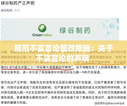 規范不實言論整改措施：關于不實言論的聲明 