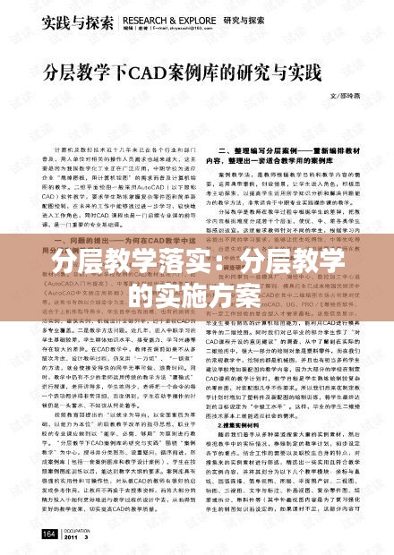 分層教學落實：分層教學的實施方案 