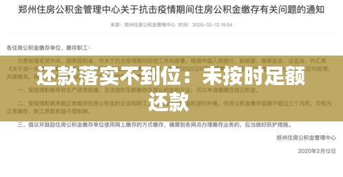 還款落實(shí)不到位：未按時(shí)足額還款 