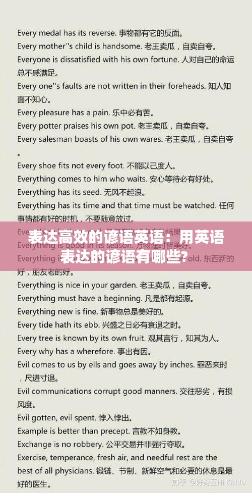 表達高效的諺語英語：用英語表達的諺語有哪些? 