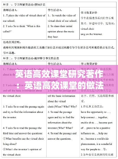 英語高效課堂研究著作：英語高效課堂的做法 