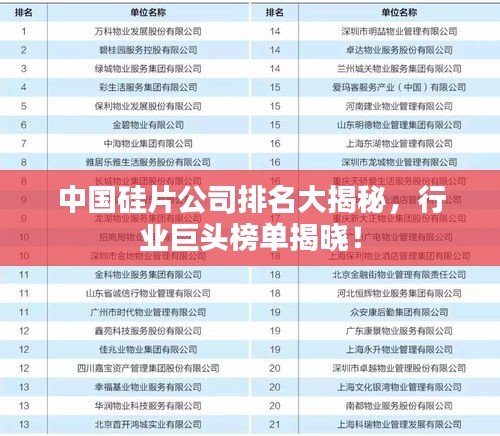 中國硅片公司排名大揭秘，行業巨頭榜單揭曉！