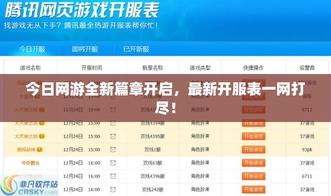 今日網(wǎng)游全新篇章開啟，最新開服表一網(wǎng)打盡！