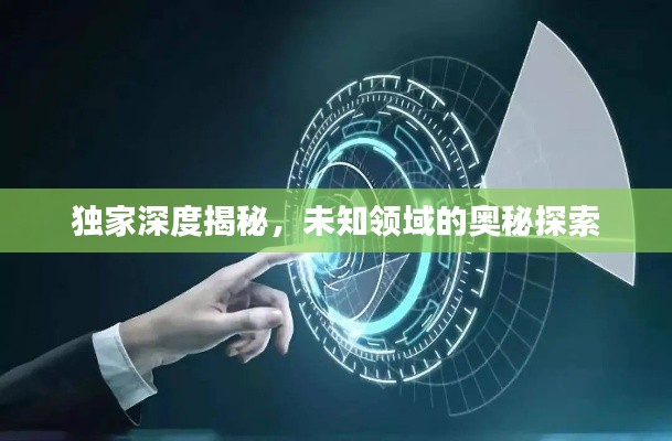 獨家深度揭秘，未知領域的奧秘探索