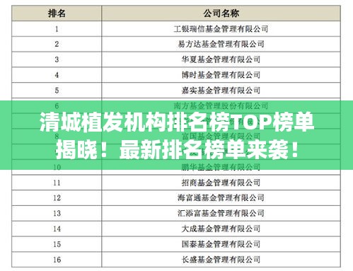 清城植發機構排名榜TOP榜單揭曉！最新排名榜單來襲！