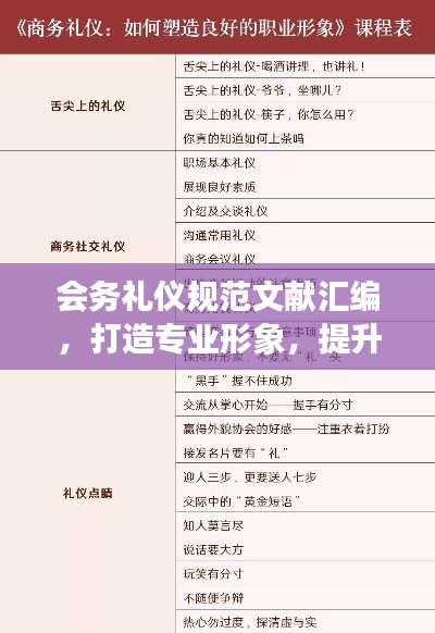會(huì)務(wù)禮儀規(guī)范文獻(xiàn)匯編，打造專業(yè)形象，提升會(huì)議品質(zhì)