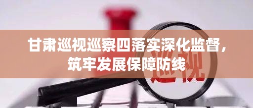 甘肅巡視巡察四落實深化監督，筑牢發展保障防線