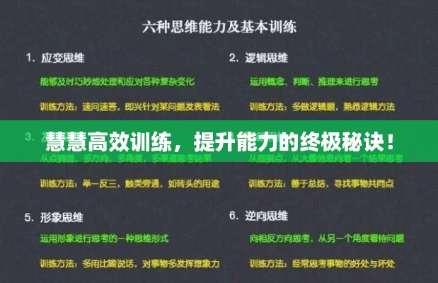 慧慧高效訓(xùn)練，提升能力的終極秘訣！