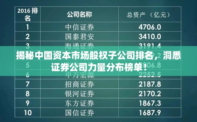 揭秘中國資本市場股權子公司排名，洞悉證券公司力量分布榜單！
