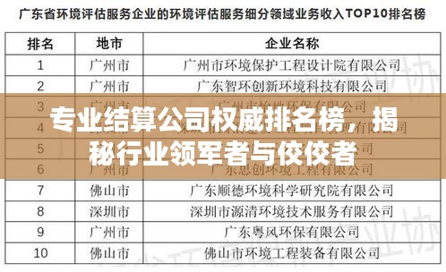 專業(yè)結算公司權威排名榜，揭秘行業(yè)領軍者與佼佼者