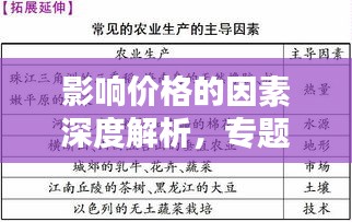影響價格的因素深度解析，專題復習全攻略